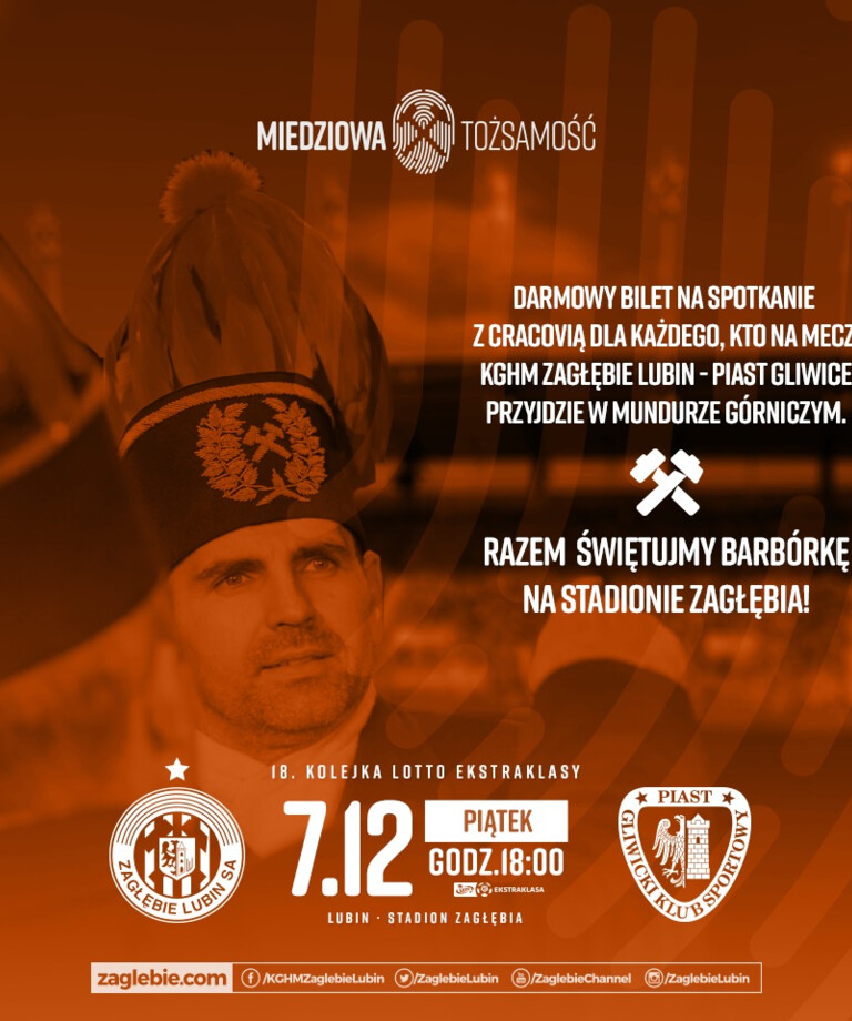 Przyjdź na #ZAGPIA w mundurze górniczym i zgarnij voucher na mecz KGHM Zagłębie - Cracovia